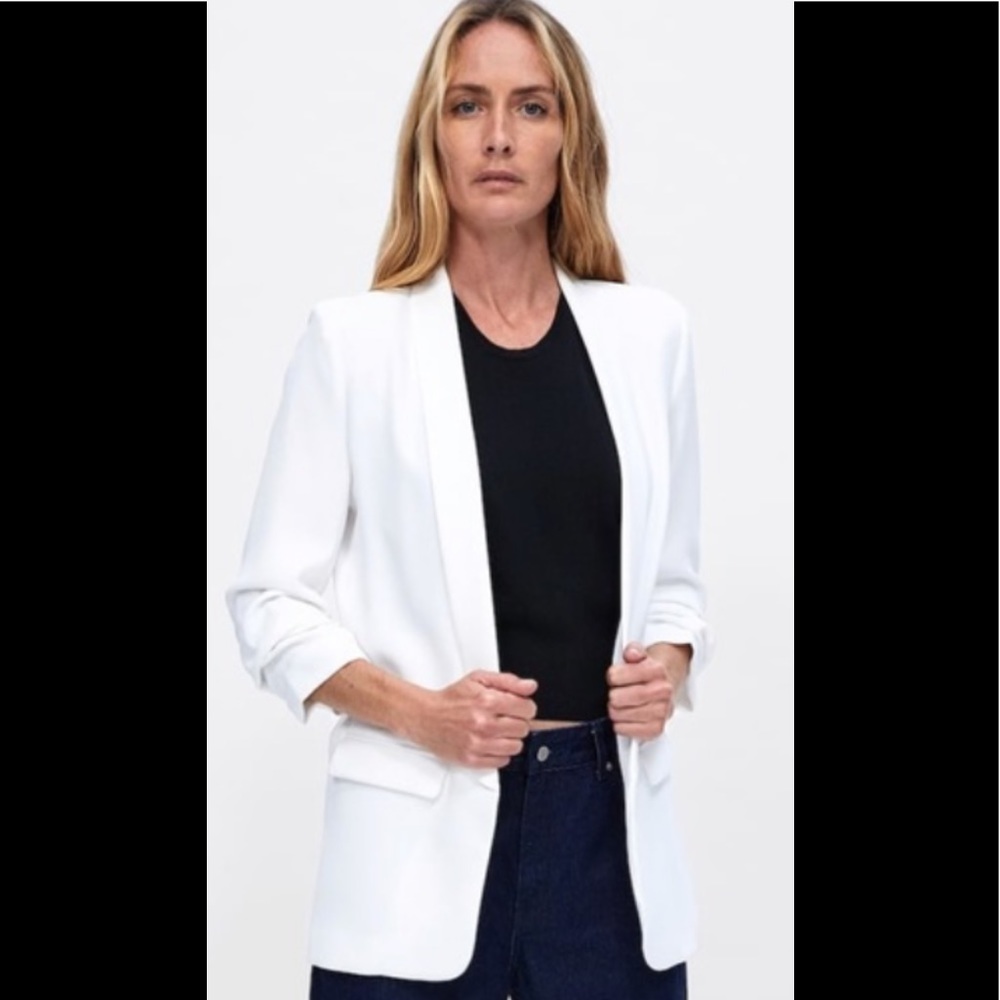 Zara white open blazer jacket large L new w tags!